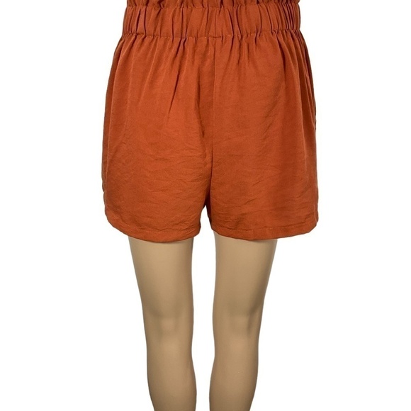 Peach paperbag short Women’s Tie shorts size Large  rust orange - Picture 4 of 10
